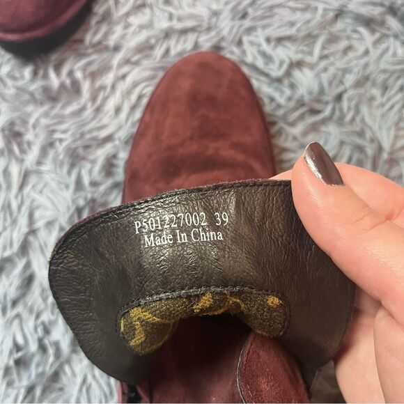 Fly London Lobe Hook Loop Burgundy Leather Wedge Lug Boots Size 39 8.5 - Picture 4 of 4